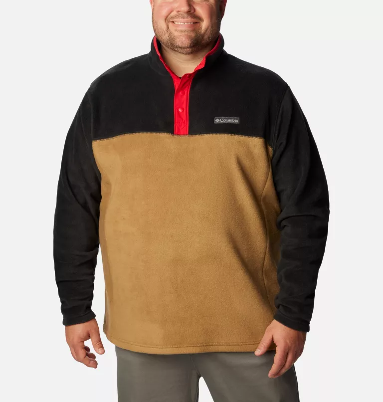 Men's Steens Mountain™ Half Snap Fleece Pullover - Big Delta,Black,Mountain Red
