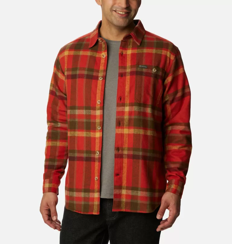 Men's Pitchstone™ Heavyweight Flannel Shirt - Tall Warp Red Macro Multi