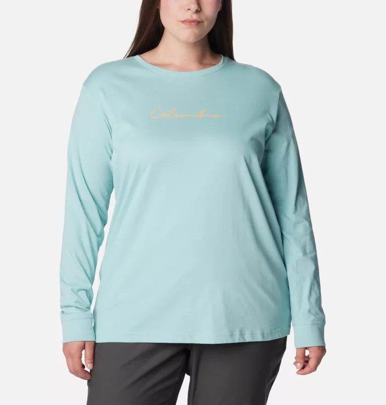 Women's North Cascades™ Long Sleeve T-shirt - Plus Size Aqua Haze,Simply Scripted