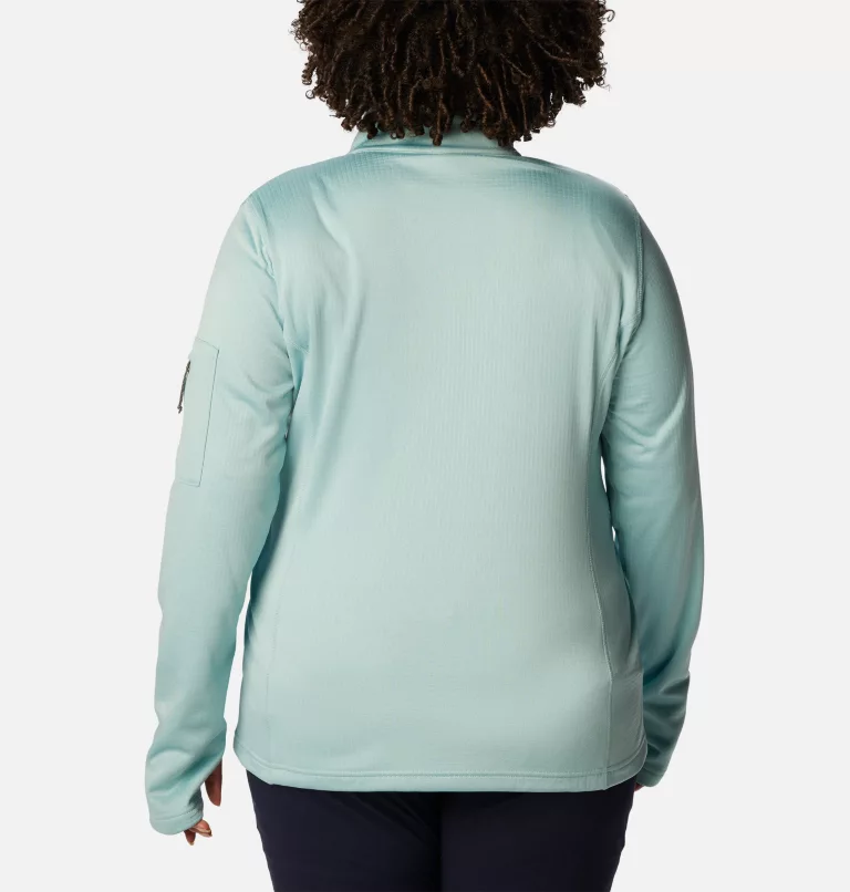 Women's Park View™ Grid Half Zip Fleece Pullover - Plus Size Aqua Haze Heather
