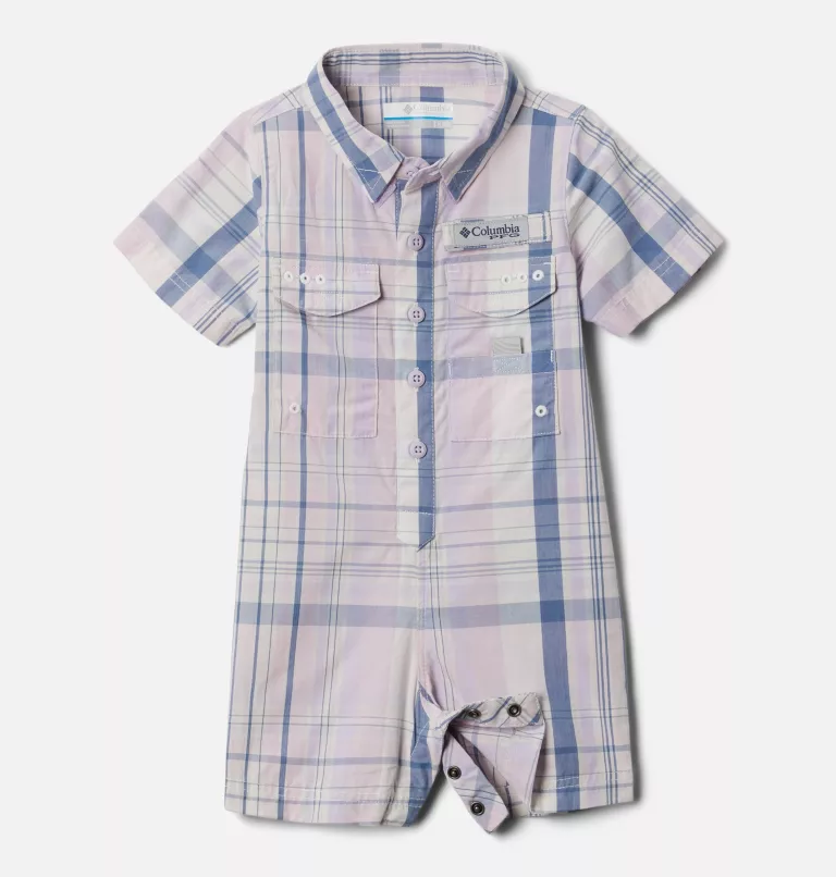 Infant PFG Bonehead™ Romper Soft Violet Madras