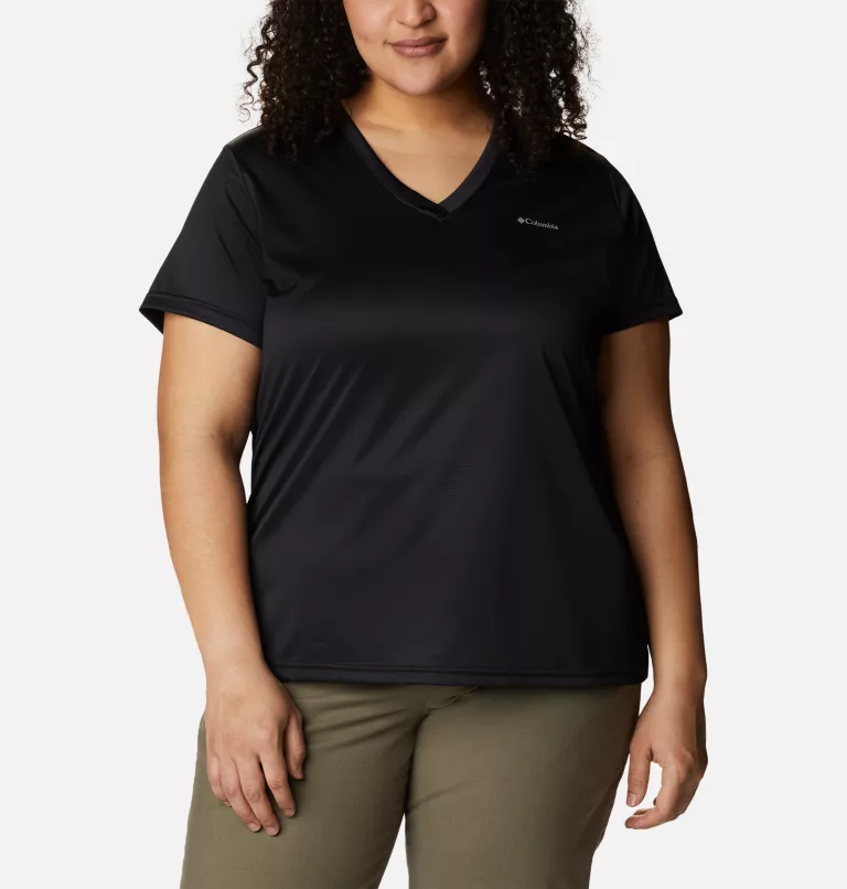 Women's Columbia Hike™ Short Sleeve V Neck Shirt - Plus Size Black