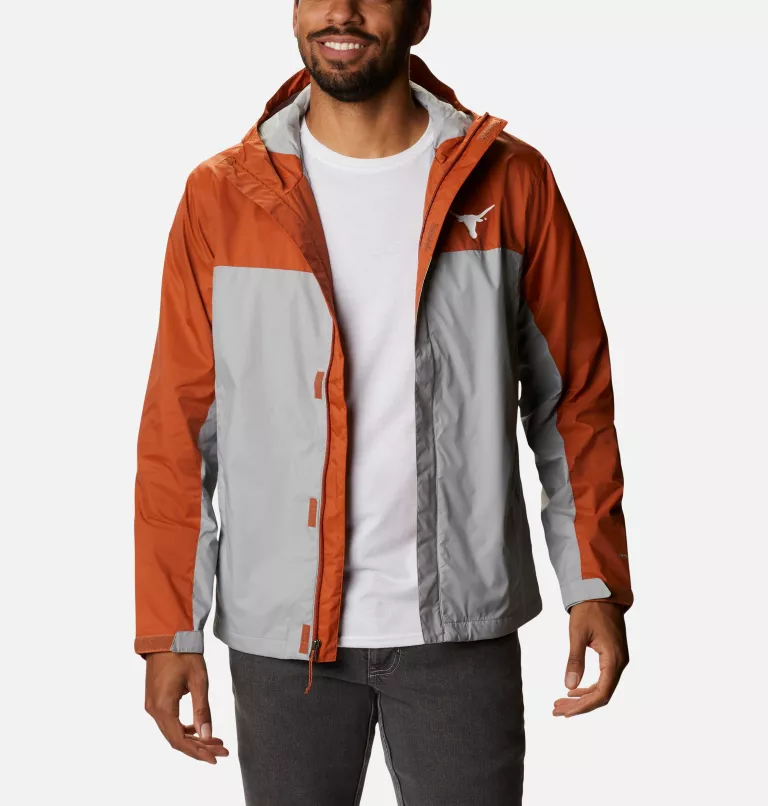 Men's Collegiate Glennaker Storm™ Rain Jacket - Texas TEX - Cedar,Columbia Grey