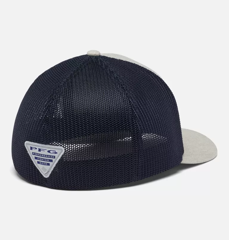 PFG Mesh™ Leather Fish Flag™ Ball Cap Ancient Fossil Heather,Collegiate Navy