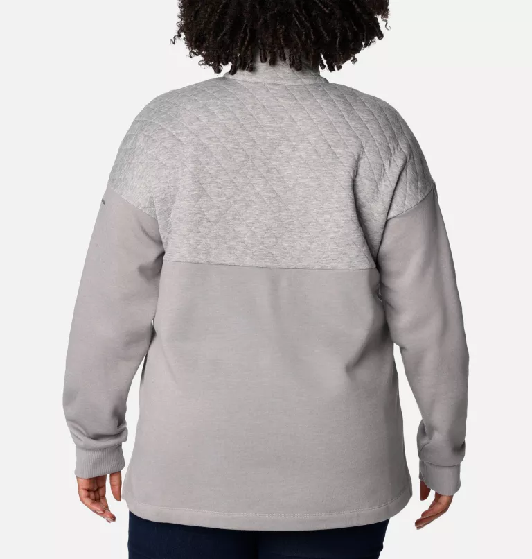 Women's Hart Mountain™ Quilted Half Snap Pullover - Plus Size Light Grey Heather