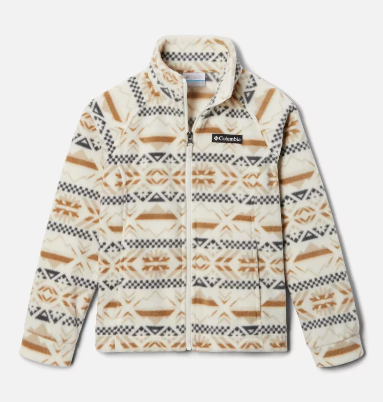 Girls’ Benton Springs™ II Printed Fleece Jacket Chalk Checkered Peaks