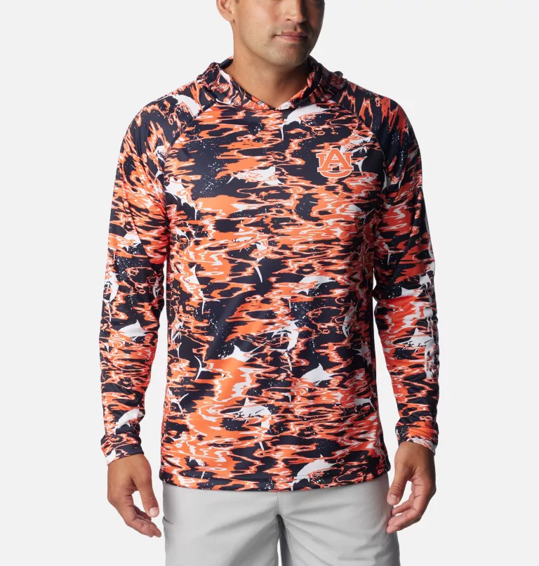 Men's Collegiate PFG Super Terminal Tackle™ Hoodie - Auburn AUB - Collegiate Navy Rippled Print