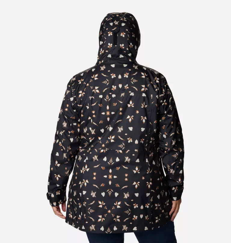 Women’s Splash A Little™ II Rain Jacket - Plus Size Black Cyanofrond Print