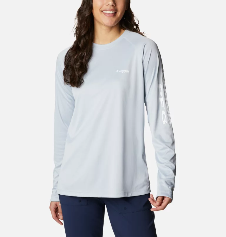 Women's Tidal Tee™ PFG Heather Long Sleeve Cirrus Grey Heather,White Logo