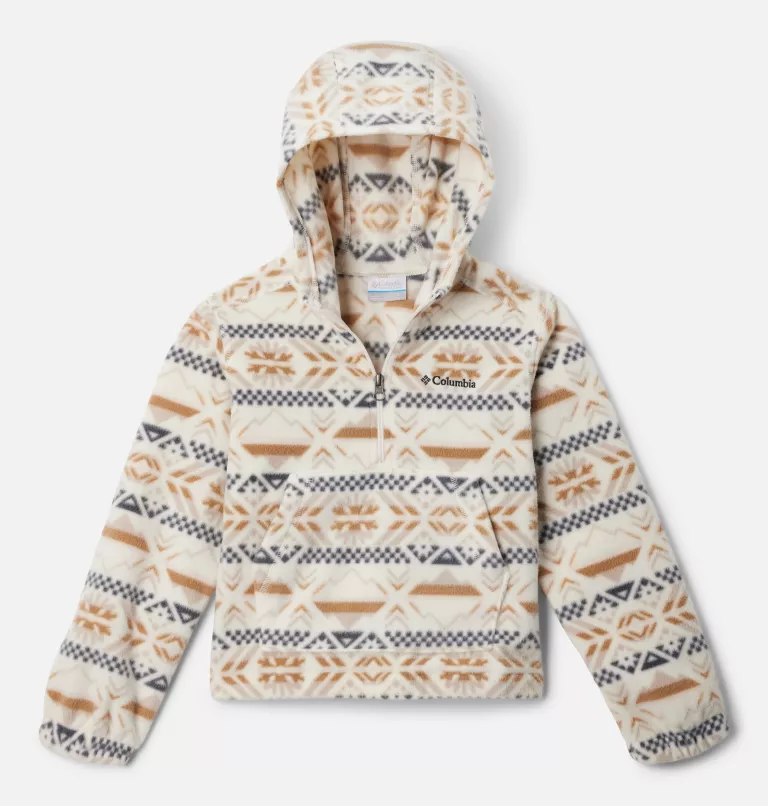 Girls' Benton Springs™ Hooded Half Zip Fleece Pullover Chalk Checkered Peaks