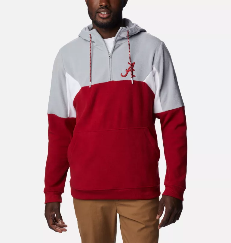 Men's Collegiate Columbia Lodge™ Fleece Hoodie - Alabama ALA - Red Velvet,Columbia Grey,White
