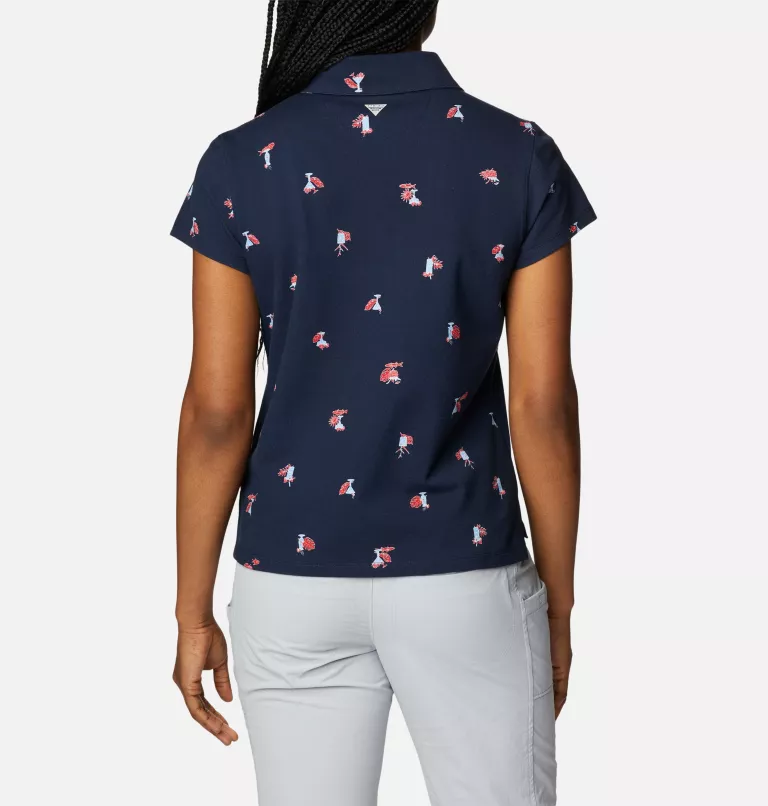 Women's PFG Super Sun Drifter™ Short Sleeve Polo Shirt Gullfoss Green Keys Please