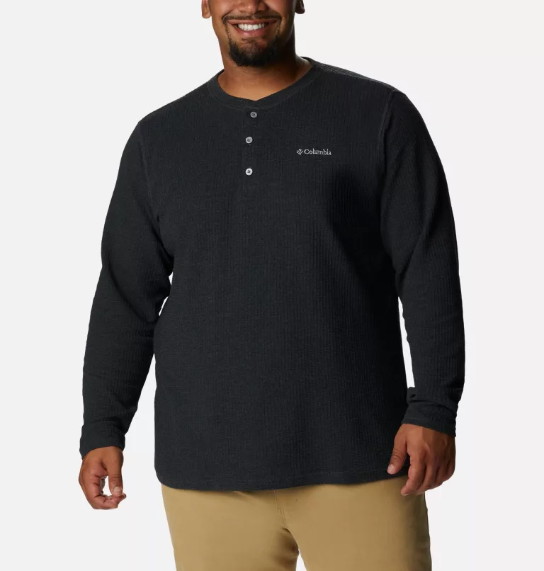 Men's Pine Peak™ Waffle Long Sleeve Henley - Big Black Heather