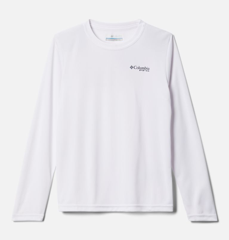 Boys' PFG Terminal Tackle™ Fish Flag Long Sleeve Shirt White,Collegiate Navy