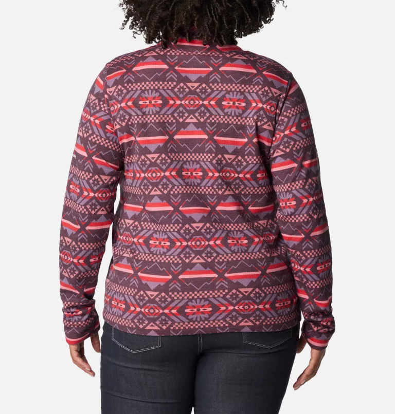 Women's Holly Hideaway™ Funnel Neck Shirt - Plus Size Red Lily Checkered Peaks