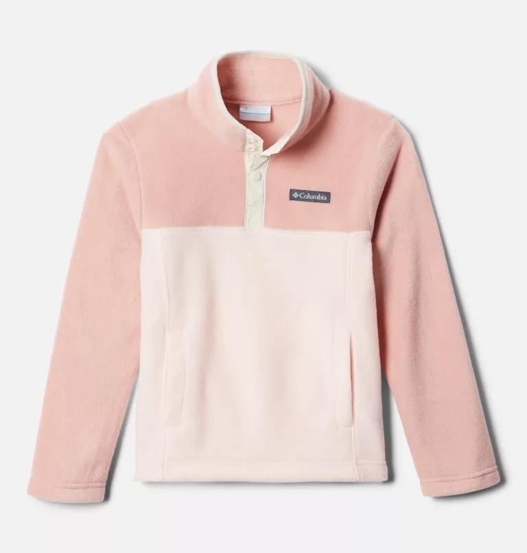 Girls' Steens Mountain™ Quarter Snap Fleece Pullover Peach Quartz,Faux Pink