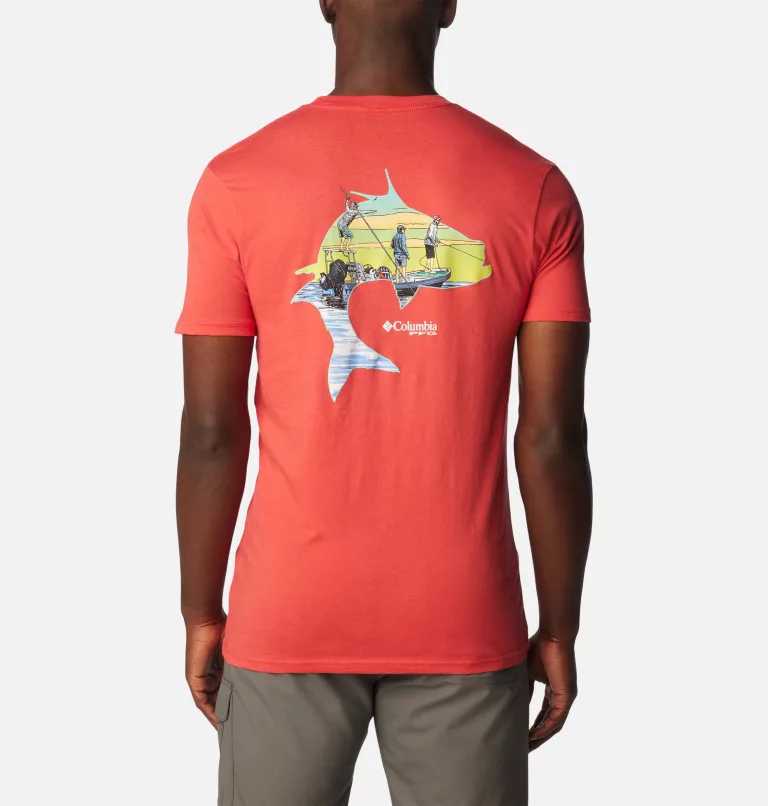Men's PFG Rail Graphic T-Shirt Sunset Red