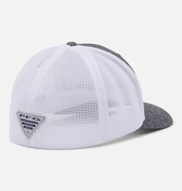 PFG Fish Flag™ Mesh Ball Cap - High Crown Grill Heather,White,US Fish Flag
