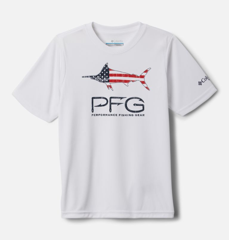 Boys' PFG Terminal Tackle™ LGF Short Sleeve Shirt White,Marlin America Graphic