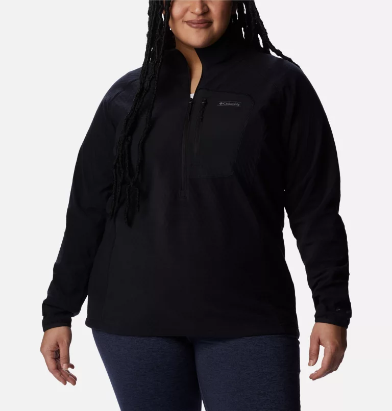 Women's Outdoor Tracks™ Half Zip Fleece Pullover - Plus Size Black