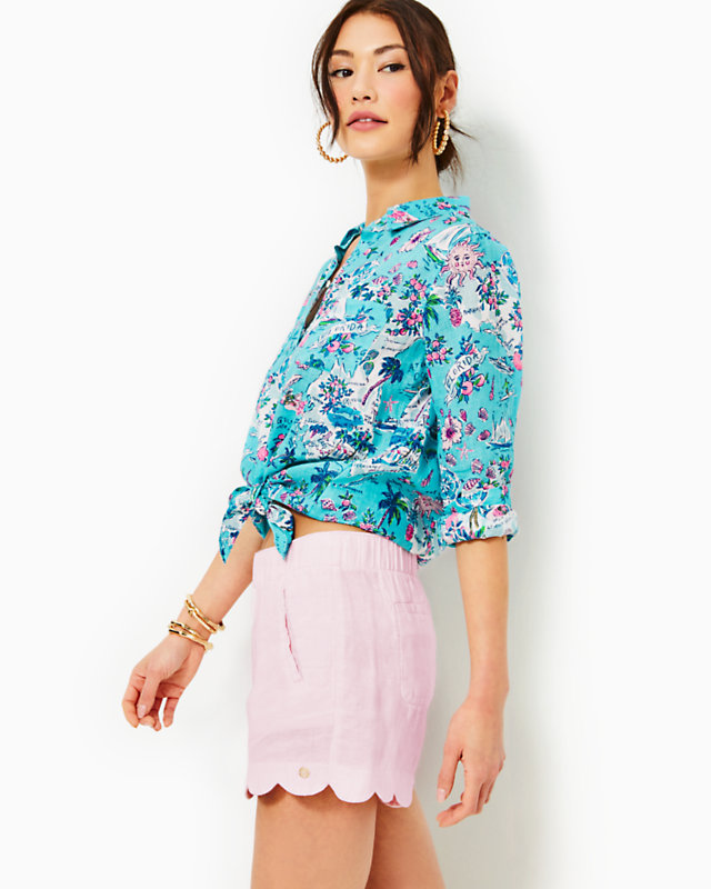 4 Brea Linen Scallop Short