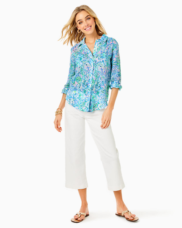 Sea View Linen Button Down Top