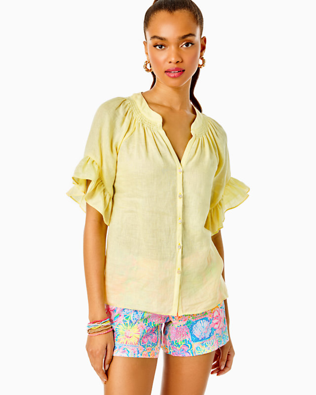 Tayla Short Sleeve Linen Top