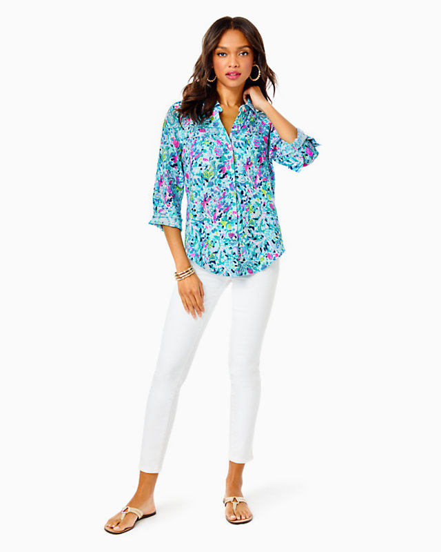 Sea View Linen Button Down Top