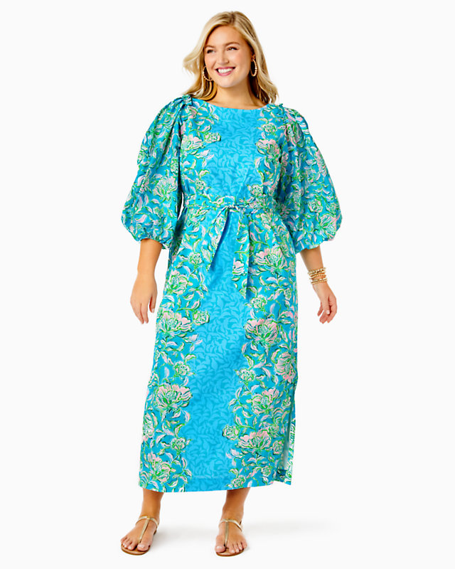 Barbara 3/4 Sleeve Cotton Maxi Dress