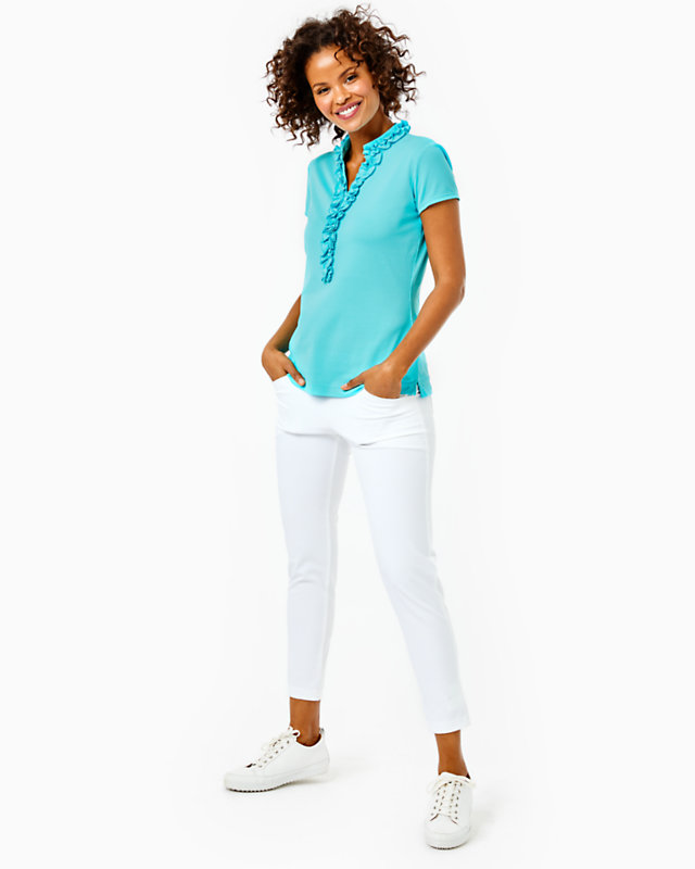 UPF 50+ Luxletic Frida Ruffle Polo Top