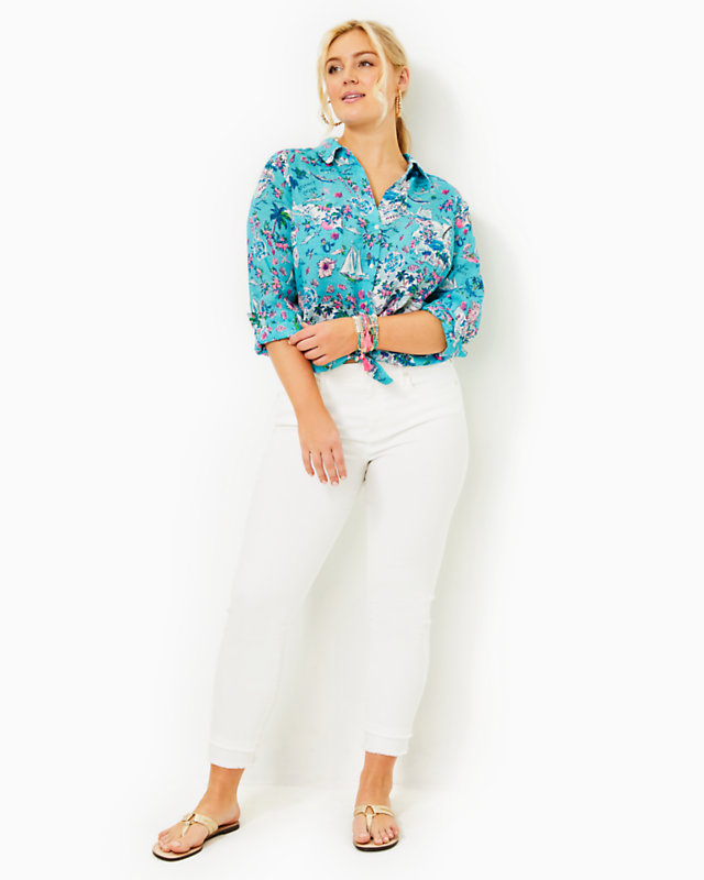 Sea View Linen Button Down Top