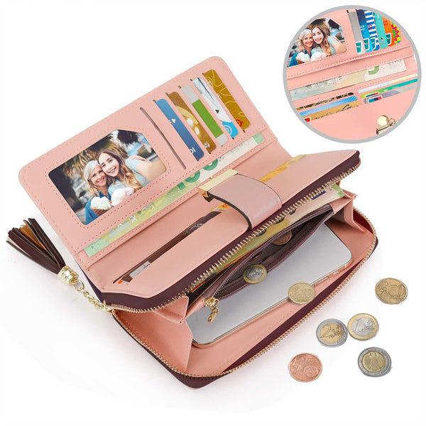 RFID Wallets for Women with Multiple Card Slots and Cellphone Compartment