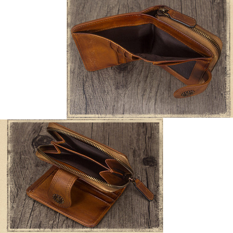 Full Grain Leather Wallet For Women Leather Short Wallet Card Holder Wallet