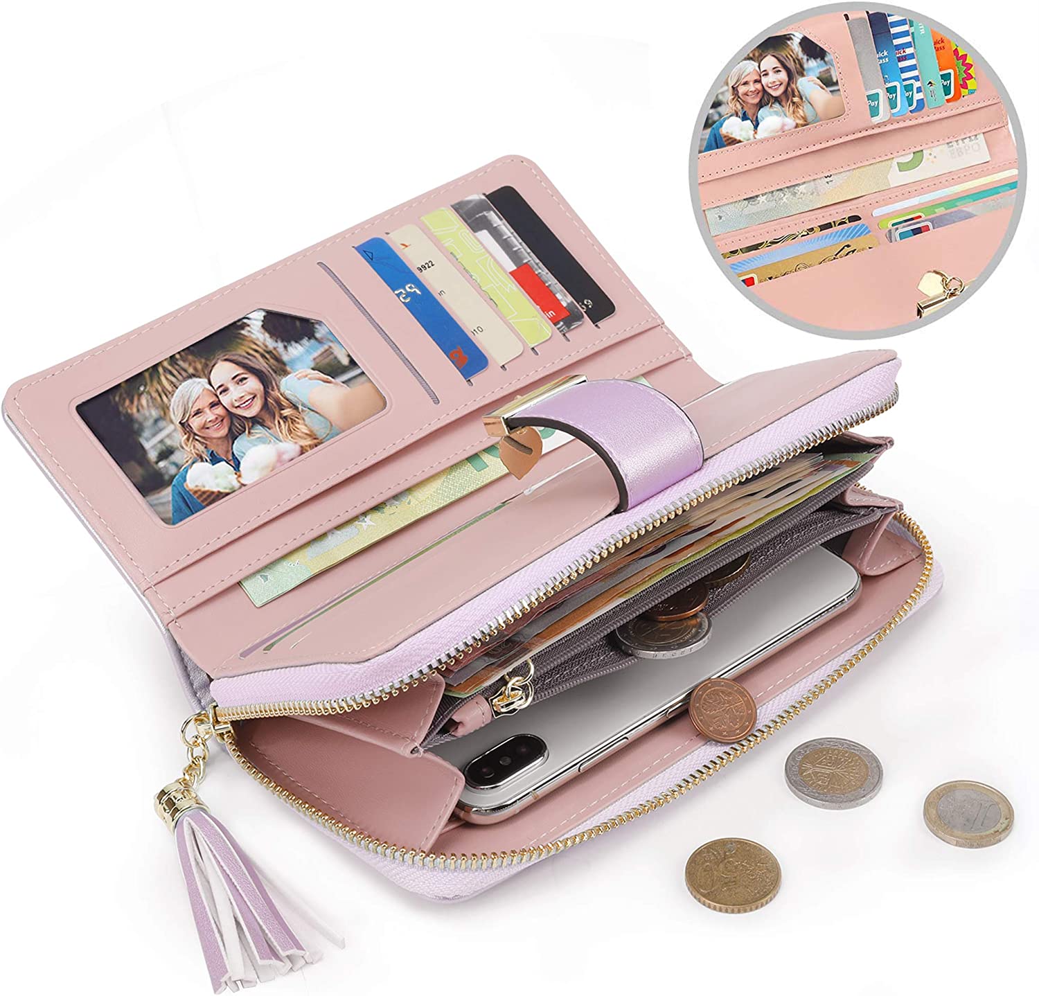 RFID Wallets for Women with Multiple Card Slots and Cellphone Compartment