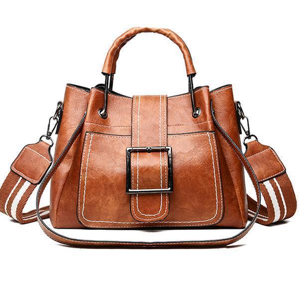 Large Capacity Retro Buckle Bucket Shoulder Bag
