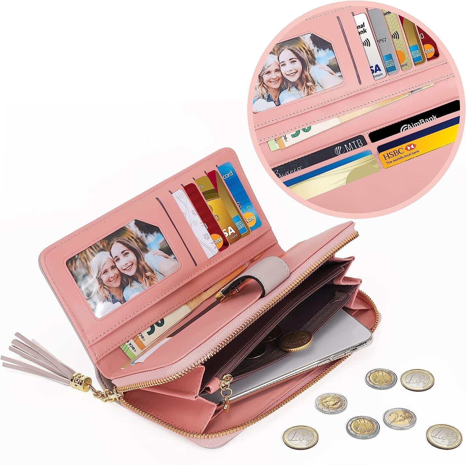 RFID Wallets for Women with Multiple Card Slots and Cellphone Compartment