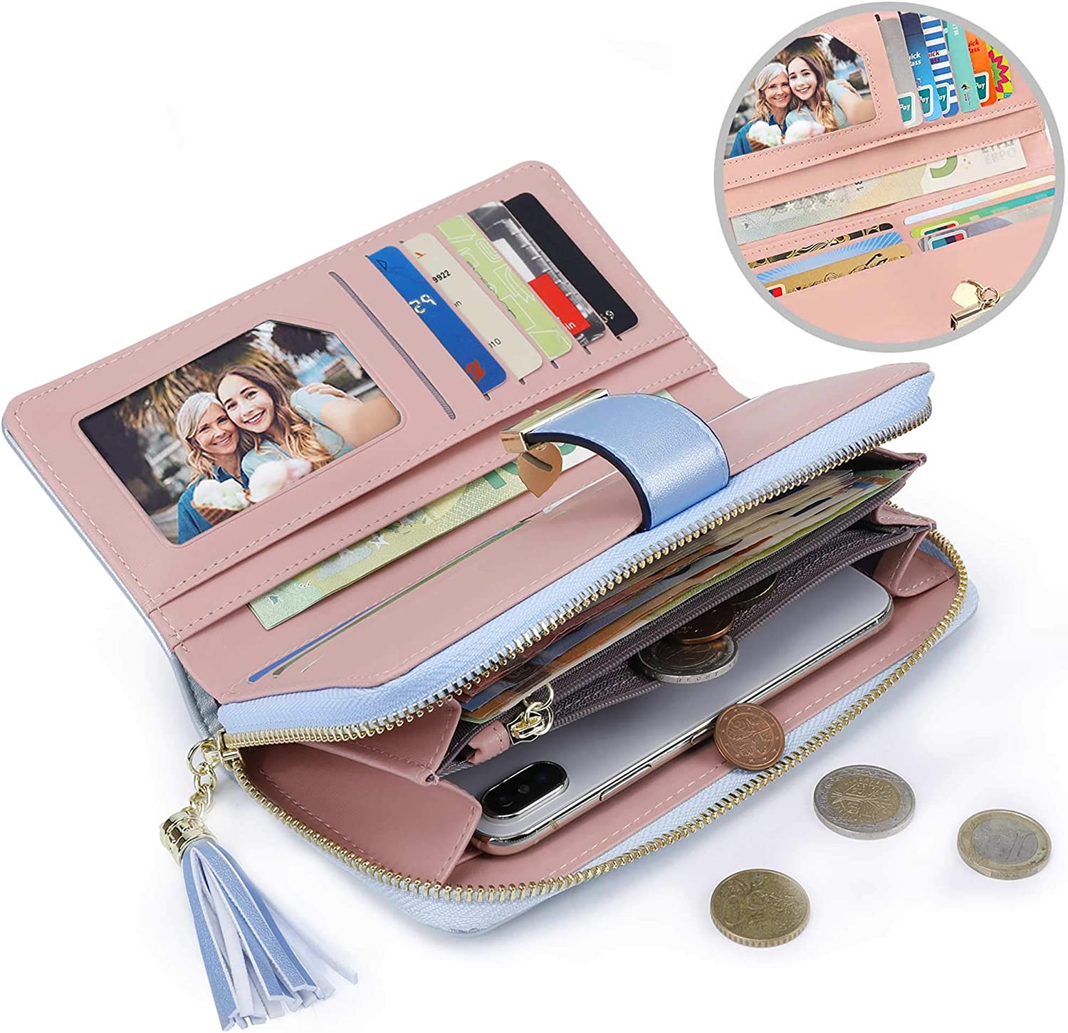 RFID Wallets for Women with Multiple Card Slots and Cellphone Compartment
