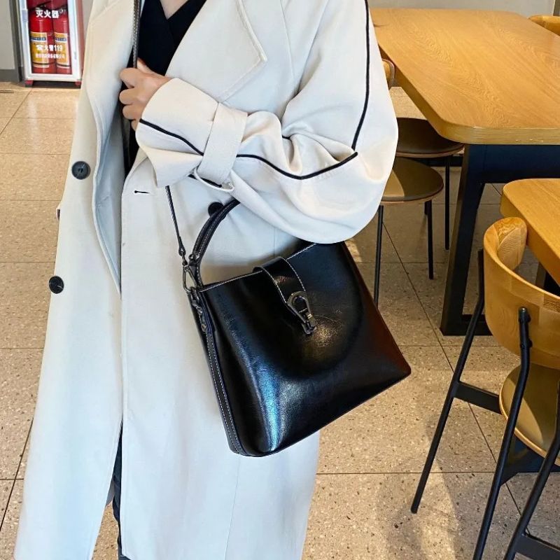 Real Leather Bucket Bag