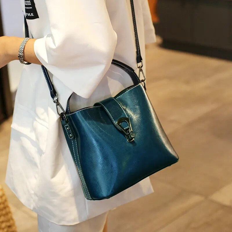 Real Leather Bucket Bag