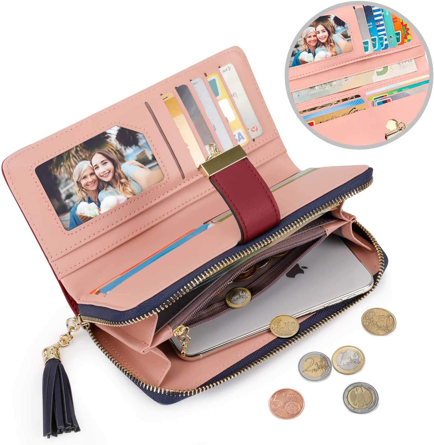 RFID Wallets for Women with Multiple Card Slots and Cellphone Compartment