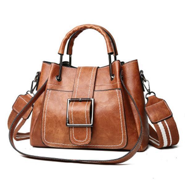 Large Capacity Retro Buckle Bucket Shoulder Bag