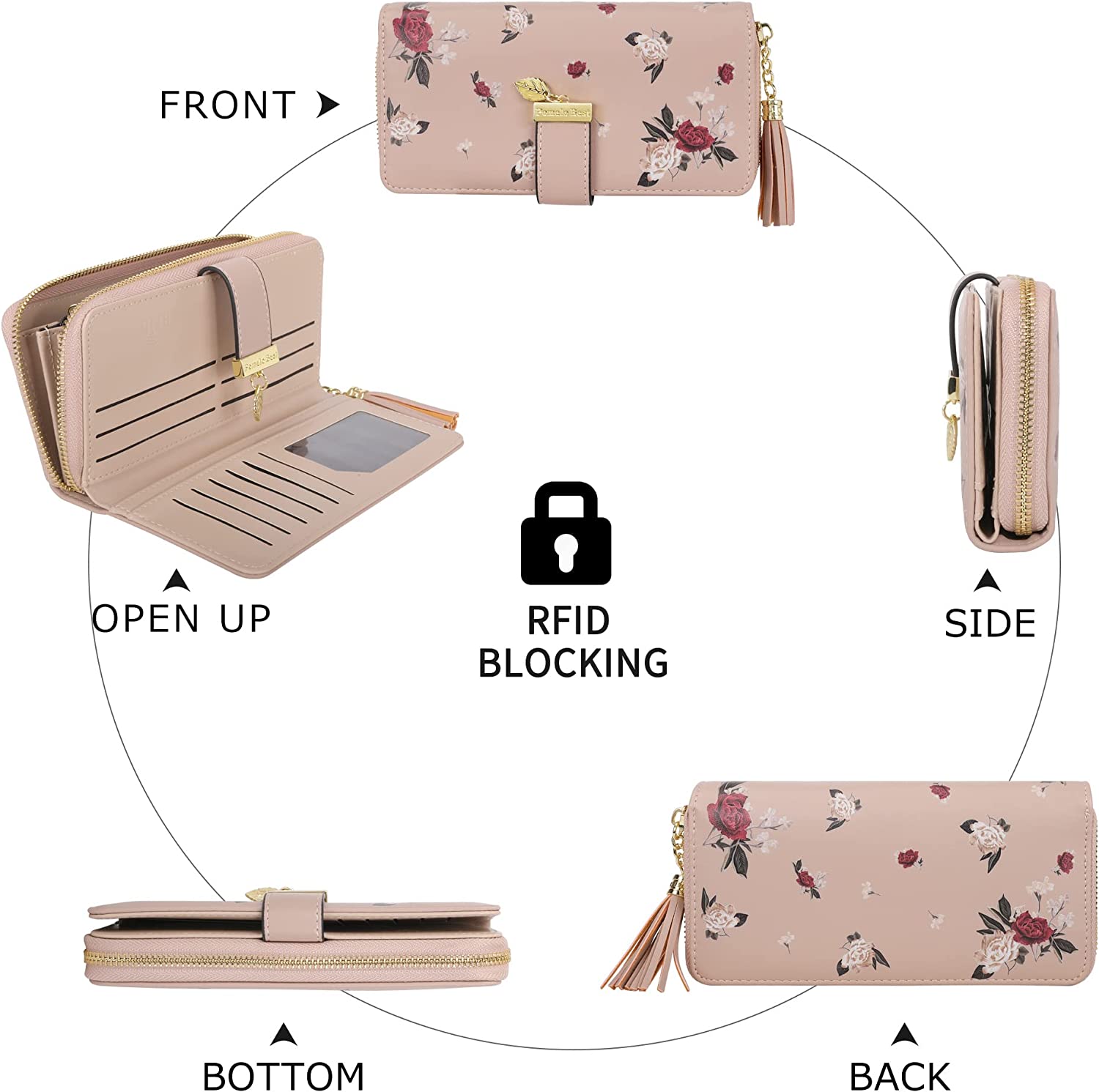 RFID Wallets for Women with Multiple Card Slots and Cellphone Compartment