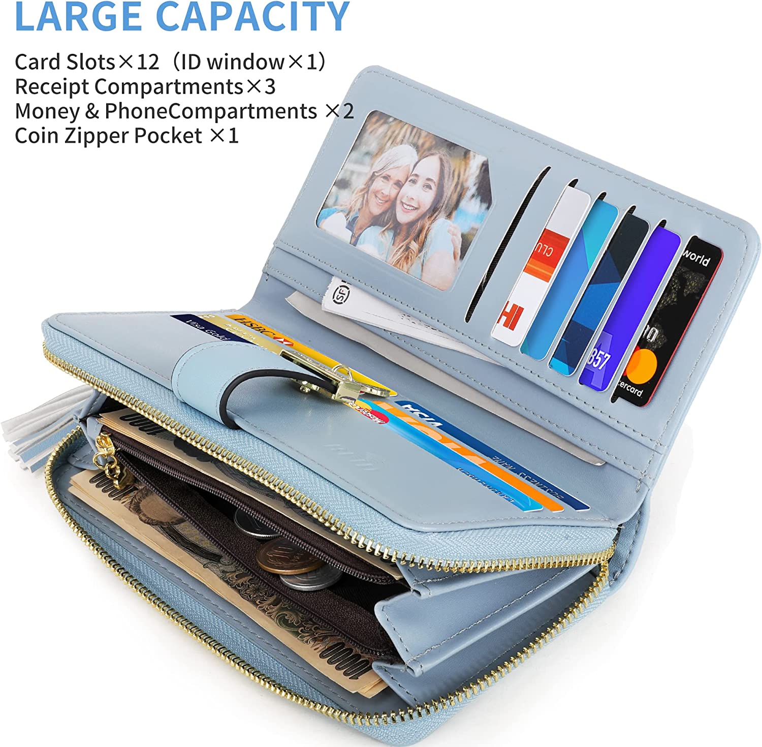 RFID Wallets for Women with Multiple Card Slots and Cellphone Compartment