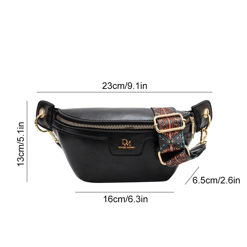 👜Retro Leather Wide Strap Waist Bag