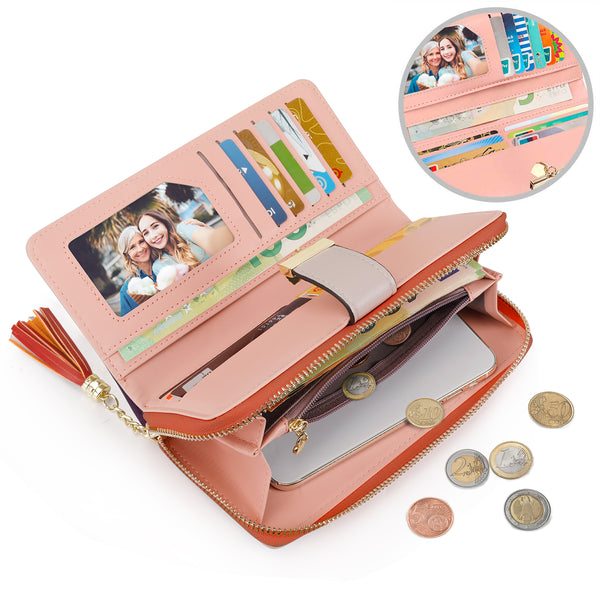 RFID Wallets for Women with Multiple Card Slots and Cellphone Compartment