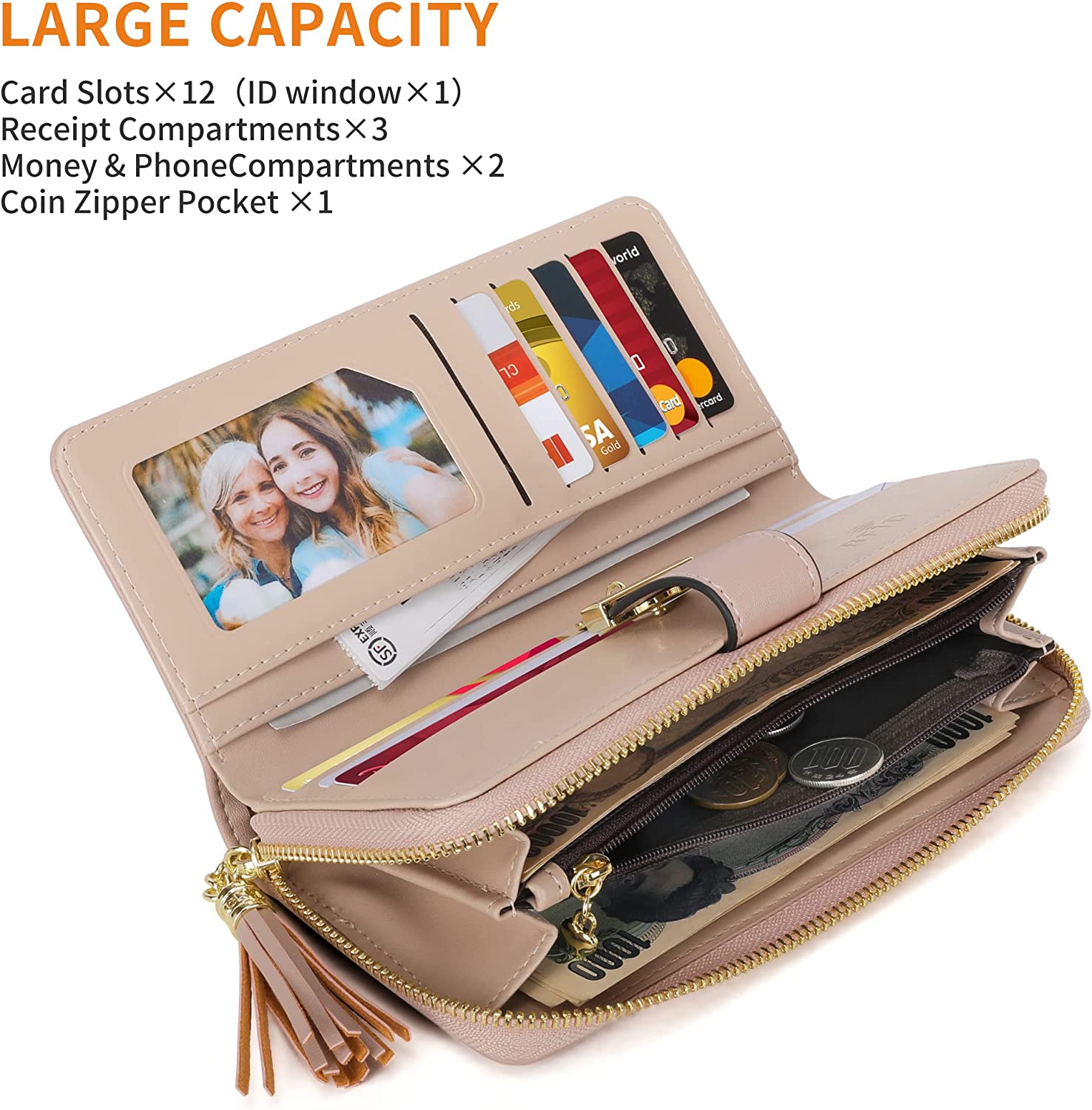 RFID Wallets for Women with Multiple Card Slots and Cellphone Compartment
