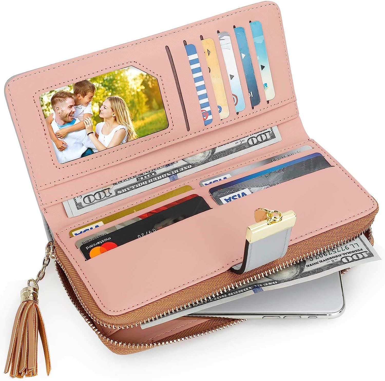 RFID Wallets for Women with Multiple Card Slots and Cellphone Compartment