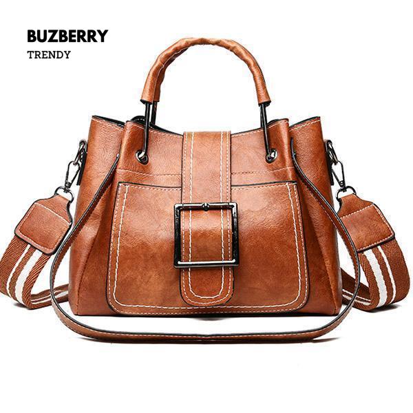 Large Capacity Retro Buckle Bucket Shoulder Bag