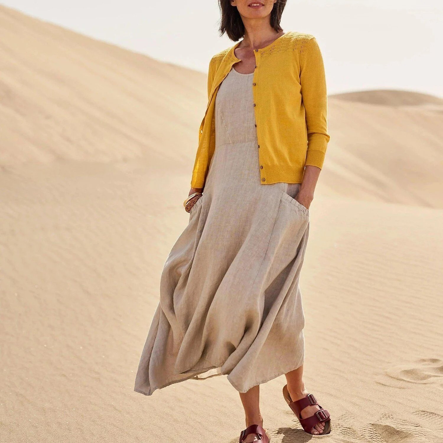 This Week's Special Sale🔥Women's Sleeveless Cotton And Linen Dress With Pockets