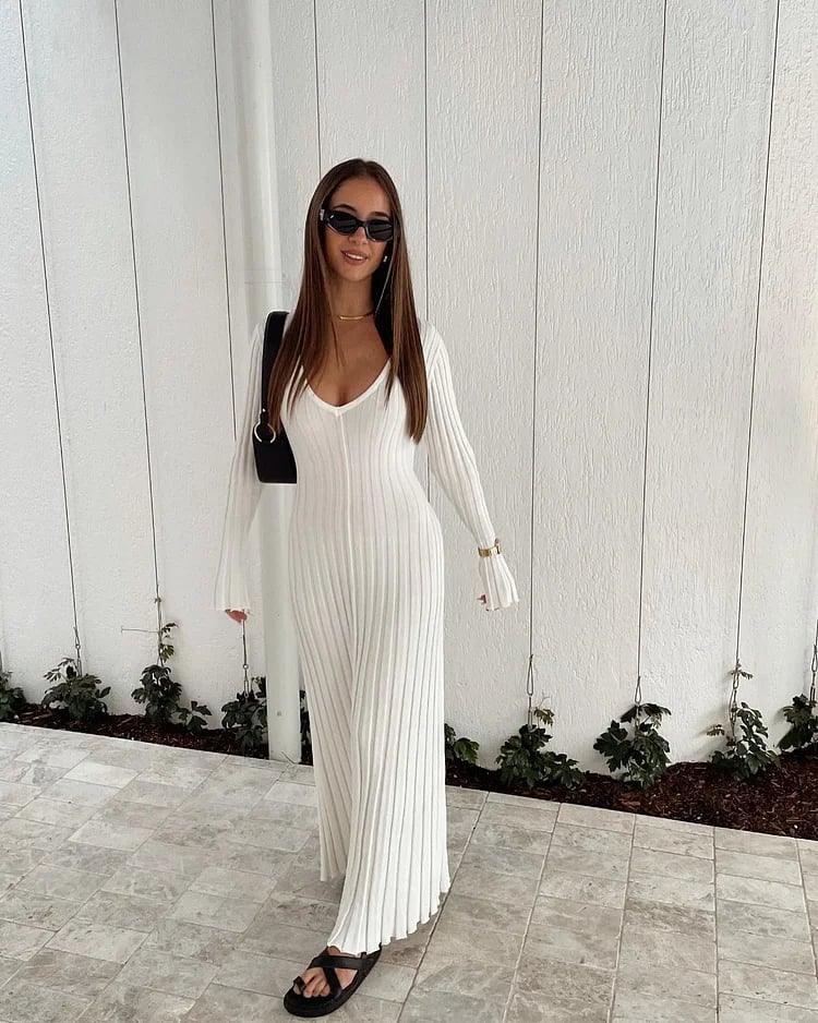 2024 New Sleeved Knit Midi Dress (Buy 2 Free Shipping)